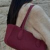 ÇANTA Süet baget çanta (Bordo) - Görsel 3